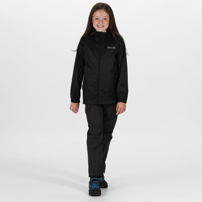 Black - Pack Shot - Regatta Great Outdoors Childrens-Kids Pack It Jacket III Waterproof Packaway Black