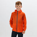 Blaze Orange - Side - Regatta Great Outdoors Childrens-Kids Pack It Jacket III Waterproof Packaway Black
