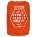 Blaze Orange - Pack Shot - Regatta Great Outdoors Childrens-Kids Pack It Jacket III Waterproof Packaway Black