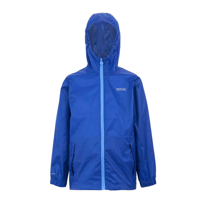Olympian Blue-Elysium Blue - Front - Regatta Great Outdoors Childrens-Kids Pack It Jacket III Waterproof Packaway Black