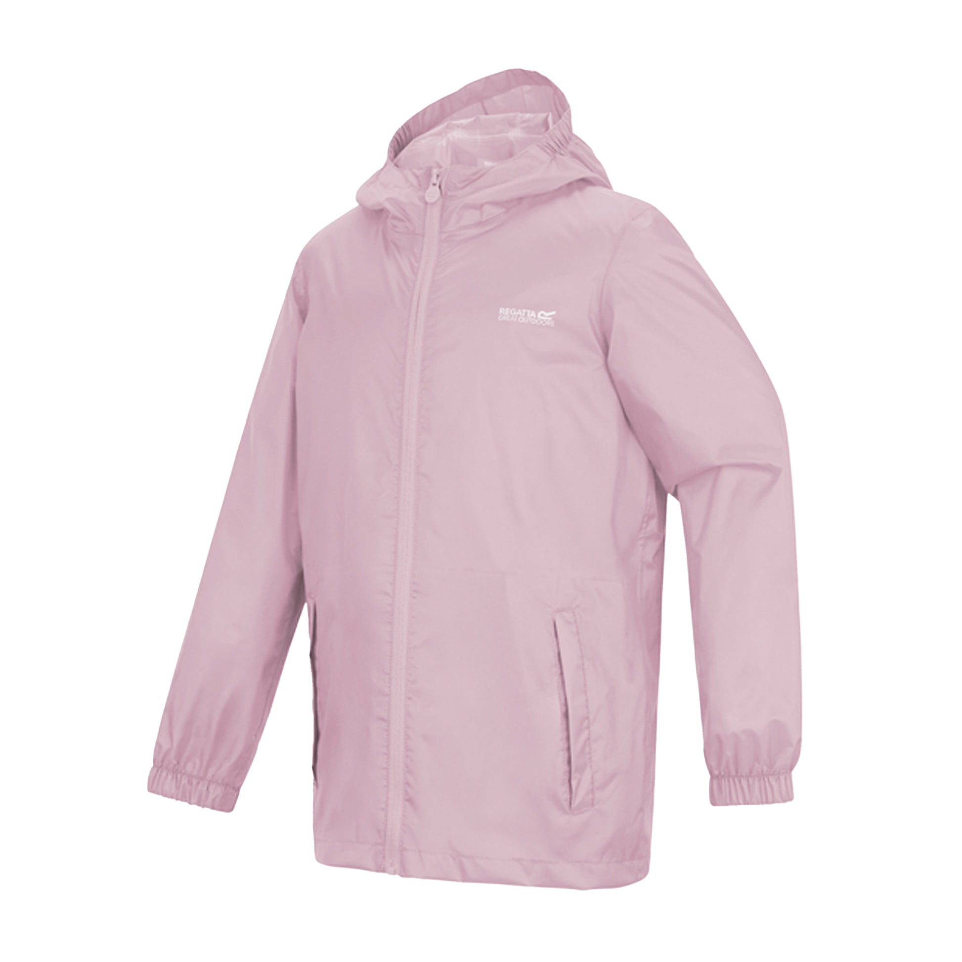 Powder Lilac - Side - Regatta Great Outdoors Childrens-Kids Pack It Jacket III Waterproof Packaway Black