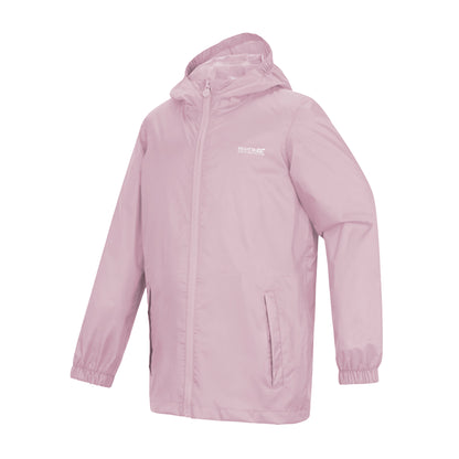 Powder Lilac - Side - Regatta Great Outdoors Childrens-Kids Pack It Jacket III Waterproof Packaway Black