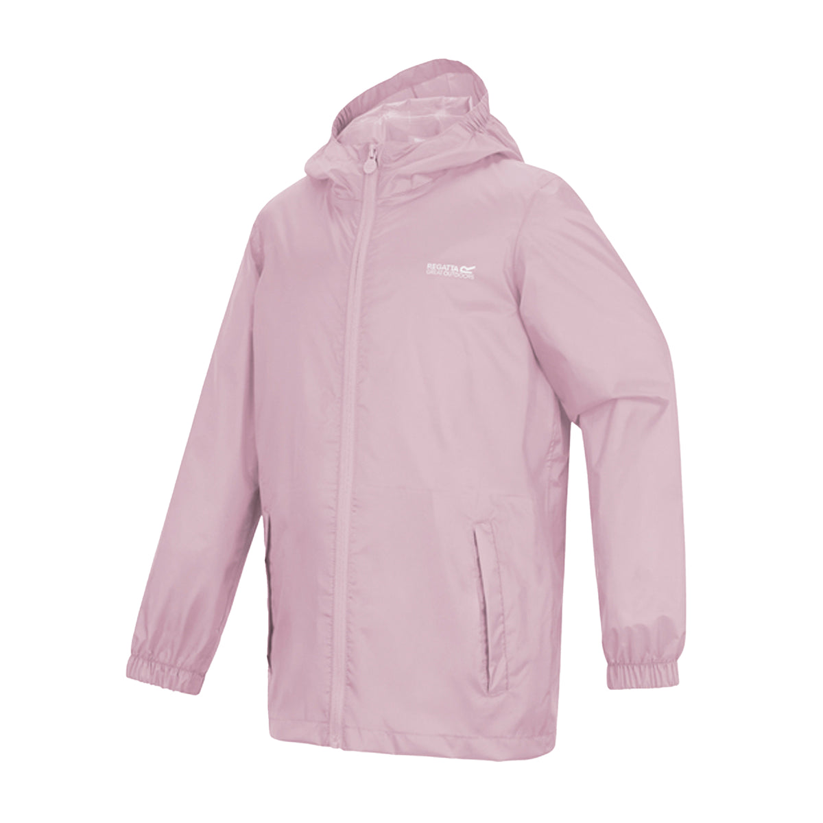 Powder Lilac - Side - Regatta Great Outdoors Childrens-Kids Pack It Jacket III Waterproof Packaway Black