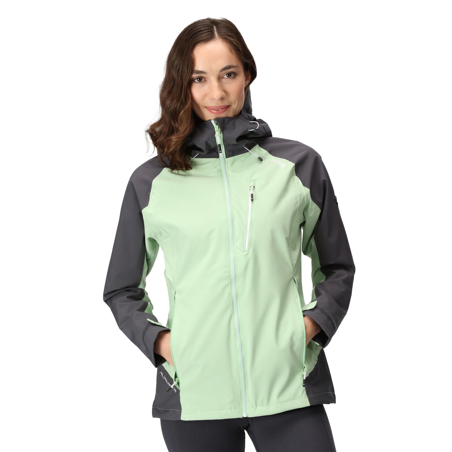 Quiet Green-Seal Grey - Side - Regatta Womens-Ladies Birchdale Shell Waterproof Jacket