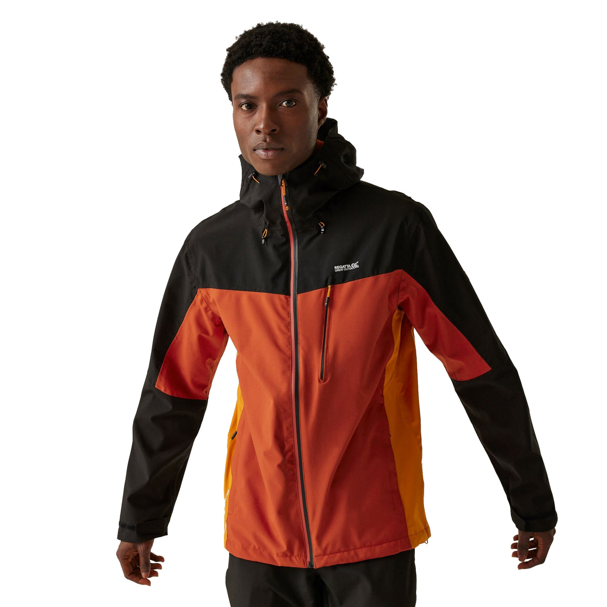 Red Ochre-Black - Lifestyle - Regatta Mens Birchdale Waterproof Hooded Jacket