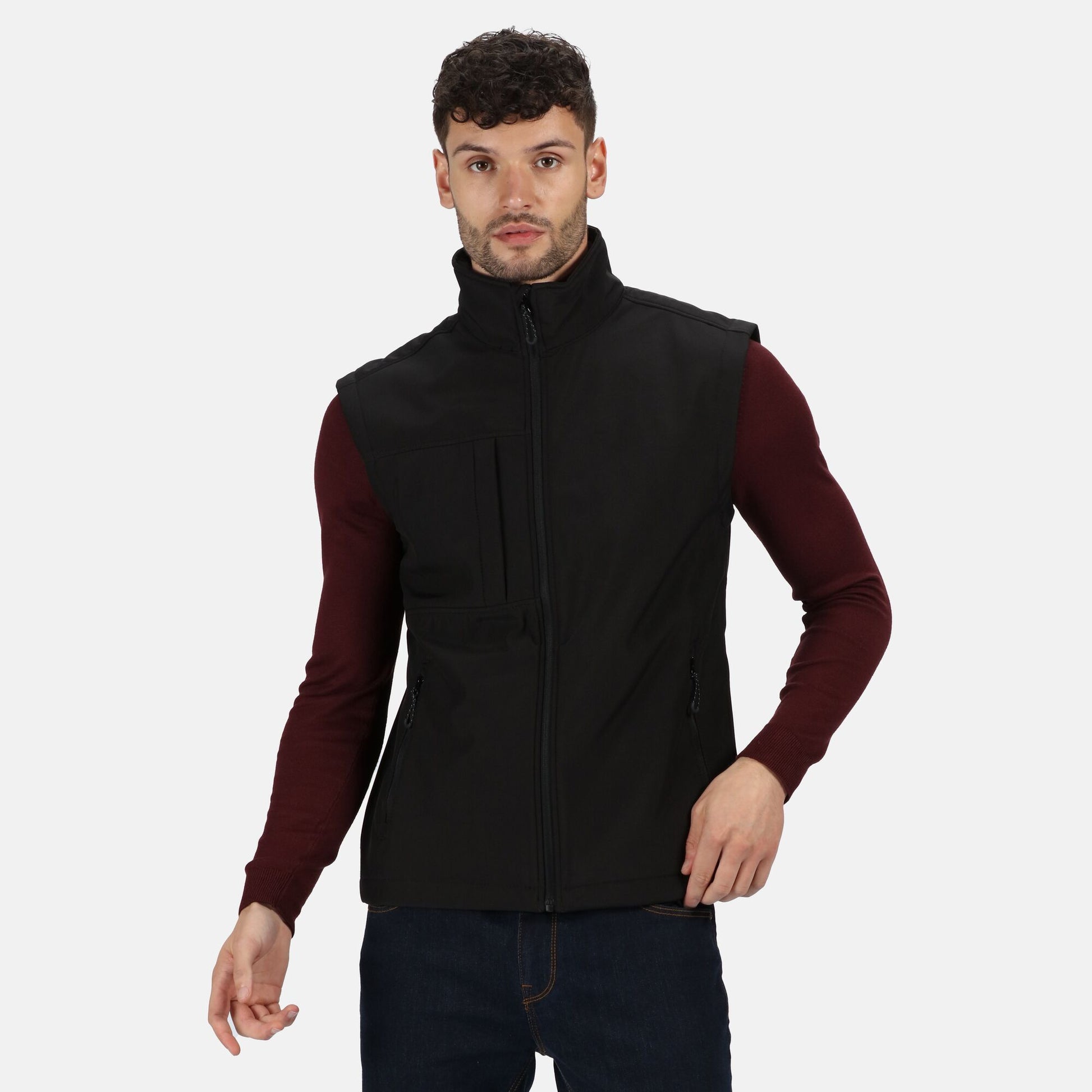 Black - Side - Regatta Professional Mens Softshell 3 Layer Body Warmer