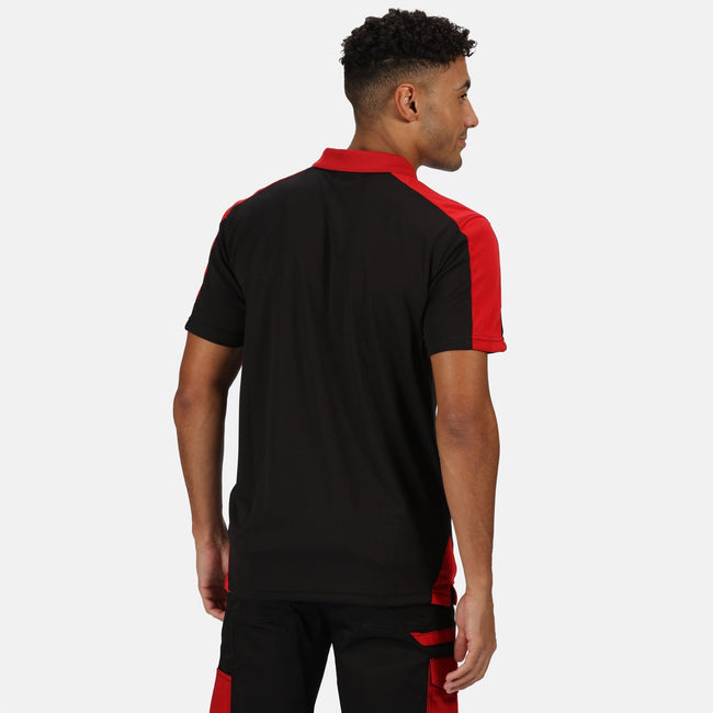 Black-Classic Red - Side - Regatta Mens Contrast Coolweave Polo Shirt