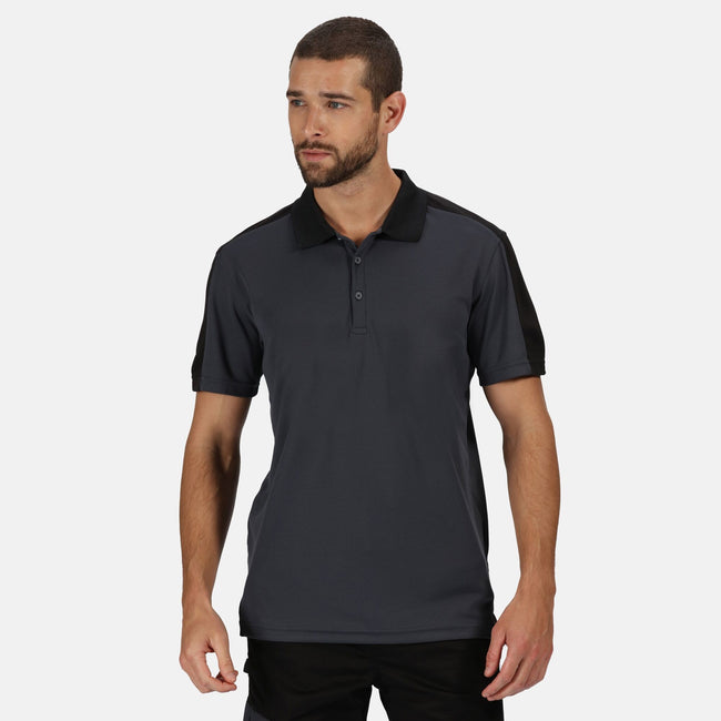 Seal Grey-Black - Back - Regatta Mens Contrast Coolweave Polo Shirt