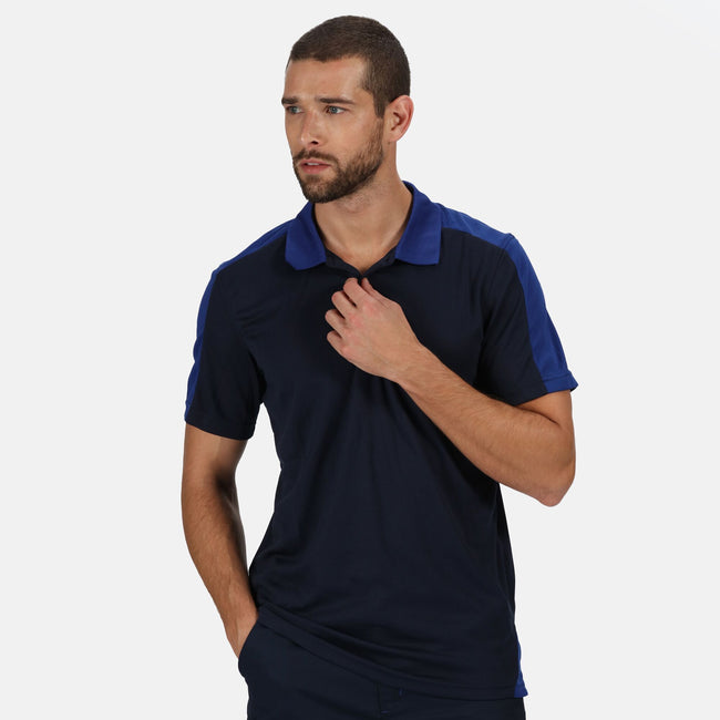 Navy-New Royal - Back - Regatta Mens Contrast Coolweave Polo Shirt