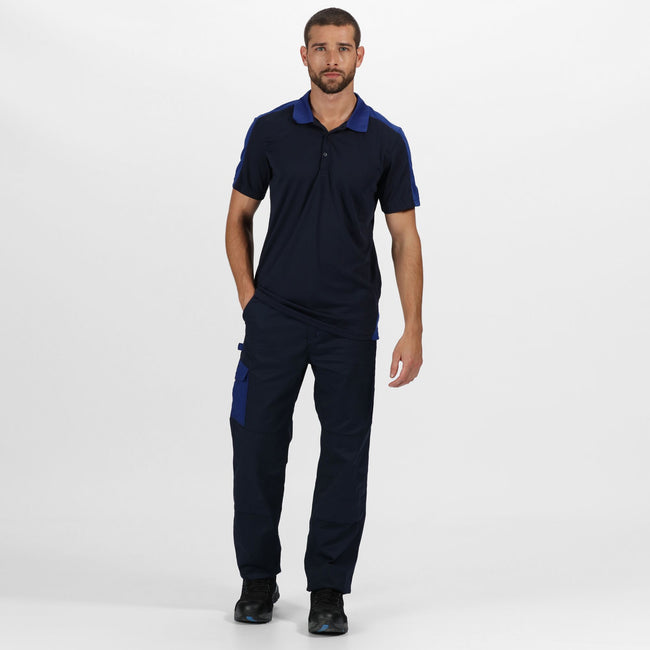 Navy-New Royal - Side - Regatta Professional Mens Contrast Coolweave Polo Shirt