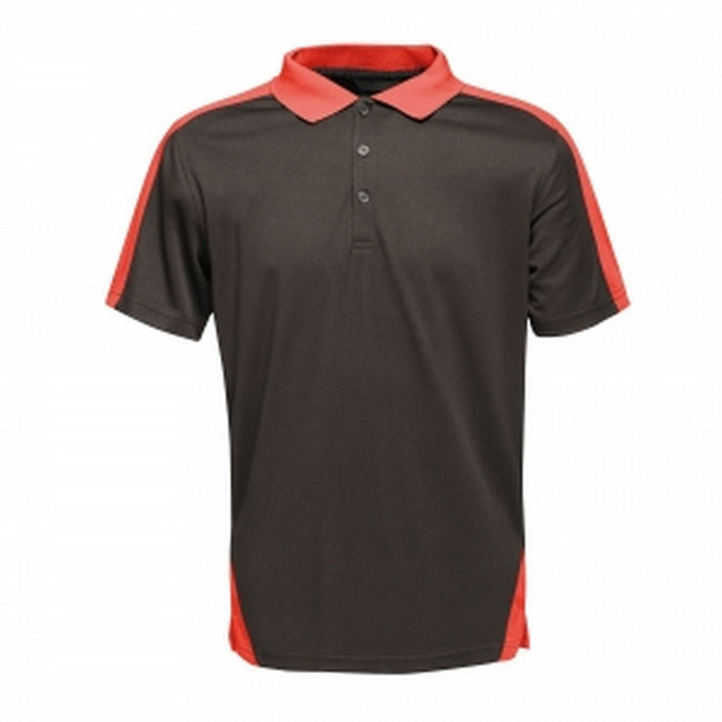 Black-Classic Red - Front - Regatta Mens Contrast Coolweave Polo Shirt