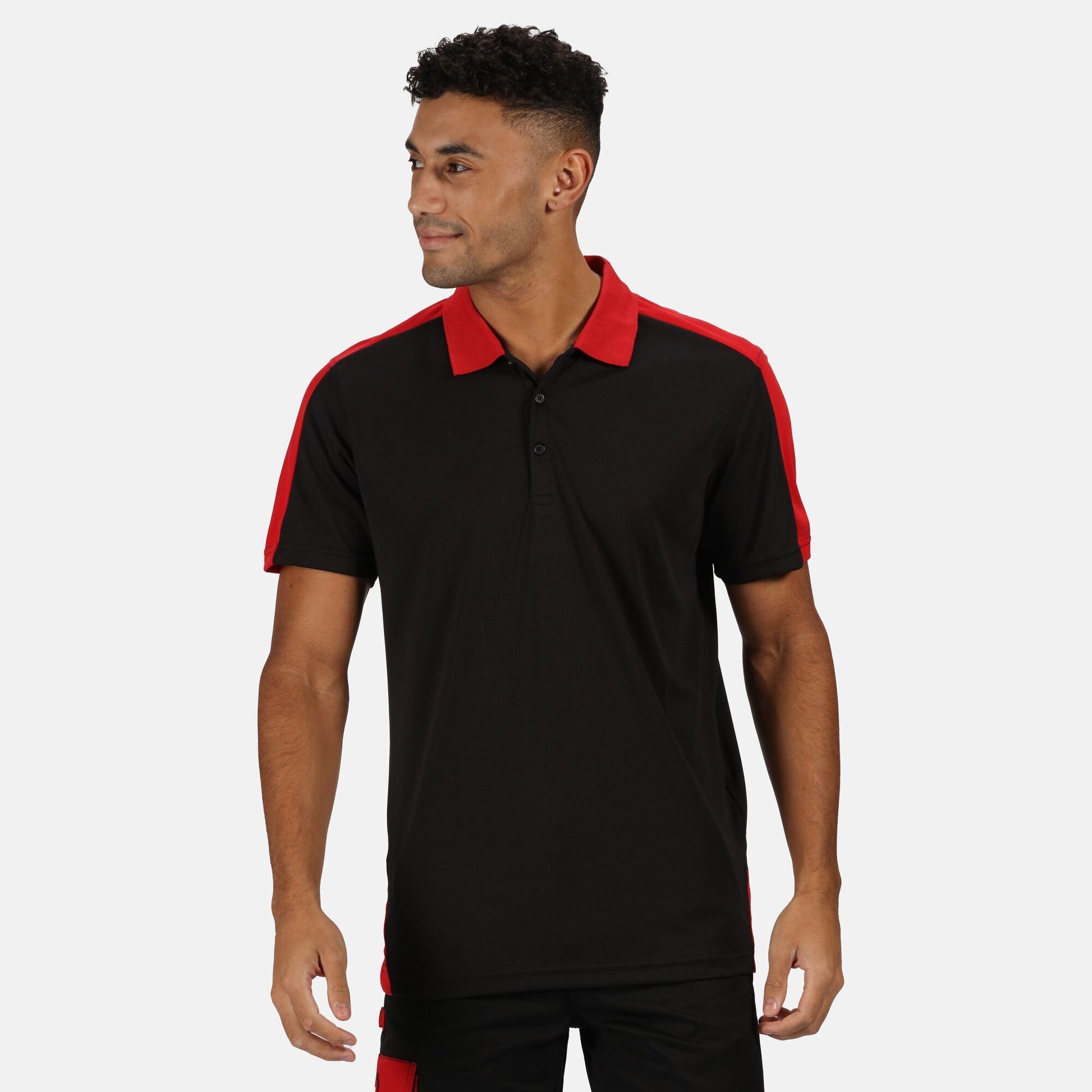 Black-Classic Red - Back - Regatta Professional Mens Contrast Coolweave Polo Shirt