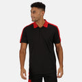 Black-Classic Red - Back - Regatta Mens Contrast Coolweave Polo Shirt