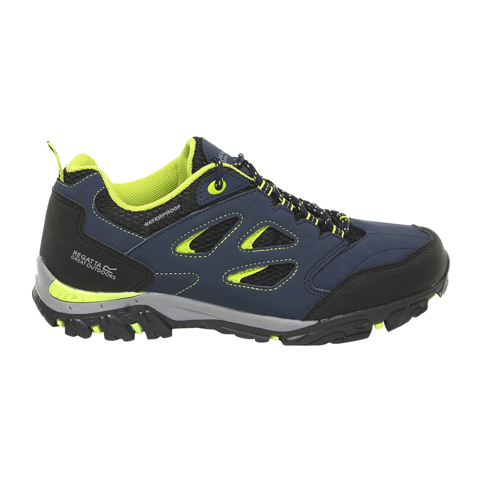 Navy Blaze-Lime Punch - Back - Regatta Childrens-Kids Holcombe Low Junior Hiking Boots