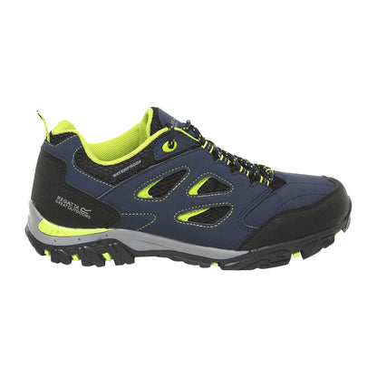 Navy Blaze-Lime Punch - Back - Regatta Childrens-Kids Holcombe Low Junior Hiking Boots