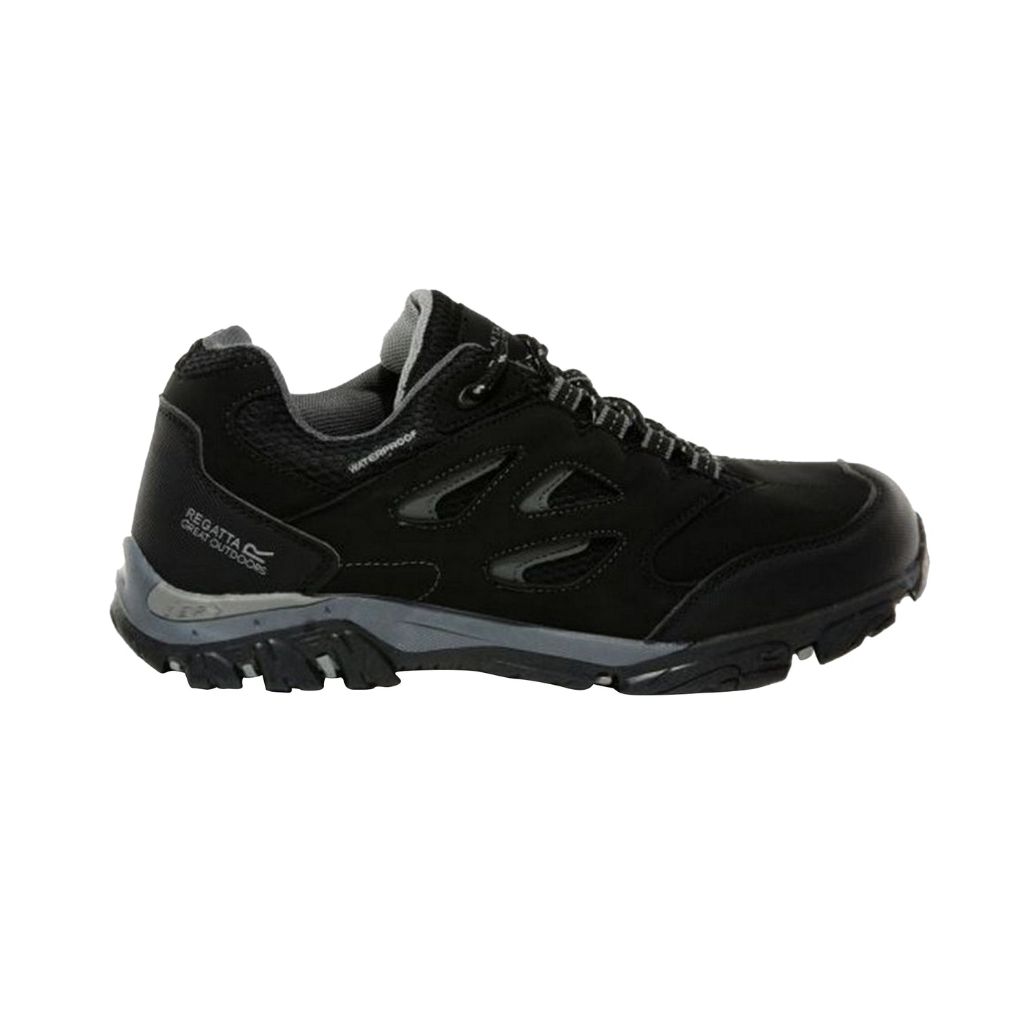 Black-Granite - Back - Regatta Childrens-Kids Holcombe Low Junior Hiking Boots