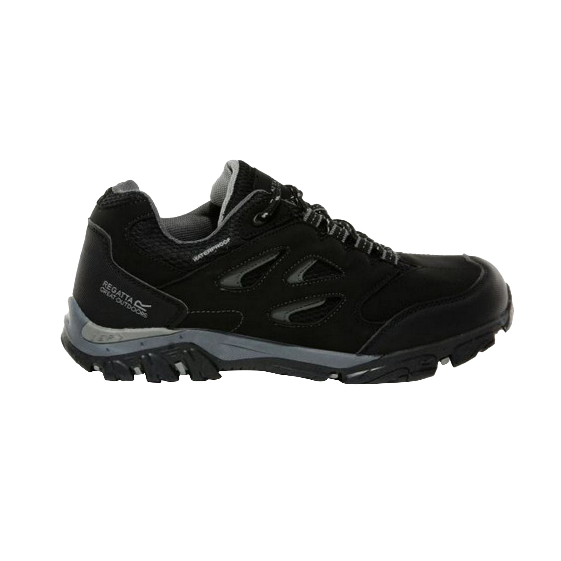 Black-Granite - Back - Regatta Childrens-Kids Holcombe Low Junior Hiking Boots