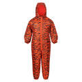 Blaze Orange - Front - Regatta Childrens-Kids Printed Splat II Hooded Rainsuit