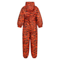 Blaze Orange - Side - Regatta Childrens-Kids Printed Splat II Hooded Rainsuit