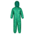 Jellybean Green - Front - Regatta Childrens-Kids Printed Splat II Hooded Rainsuit