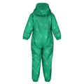 Jellybean Green - Side - Regatta Childrens-Kids Printed Splat II Hooded Rainsuit