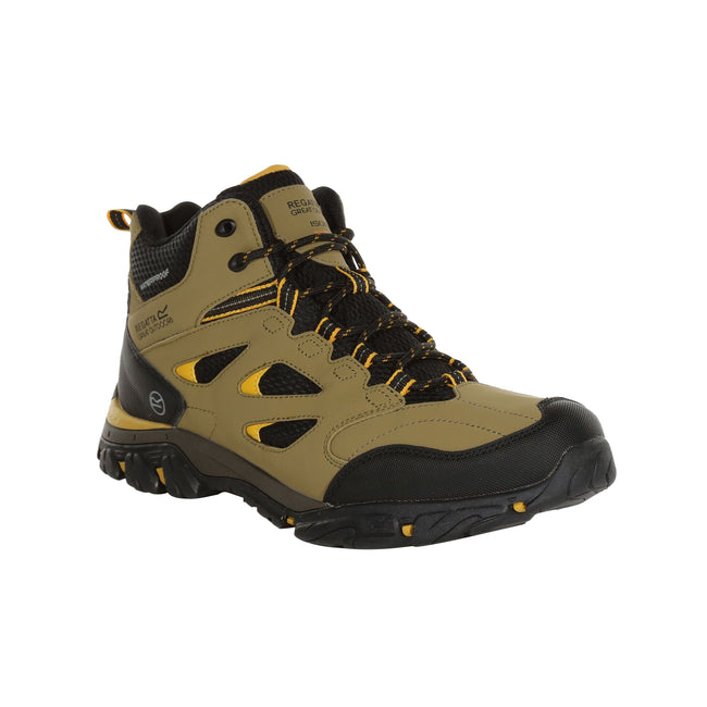 Gold Sand-Yellow Gold - Front - Regatta Mens Holcombe IEP Mid Hiking Boots