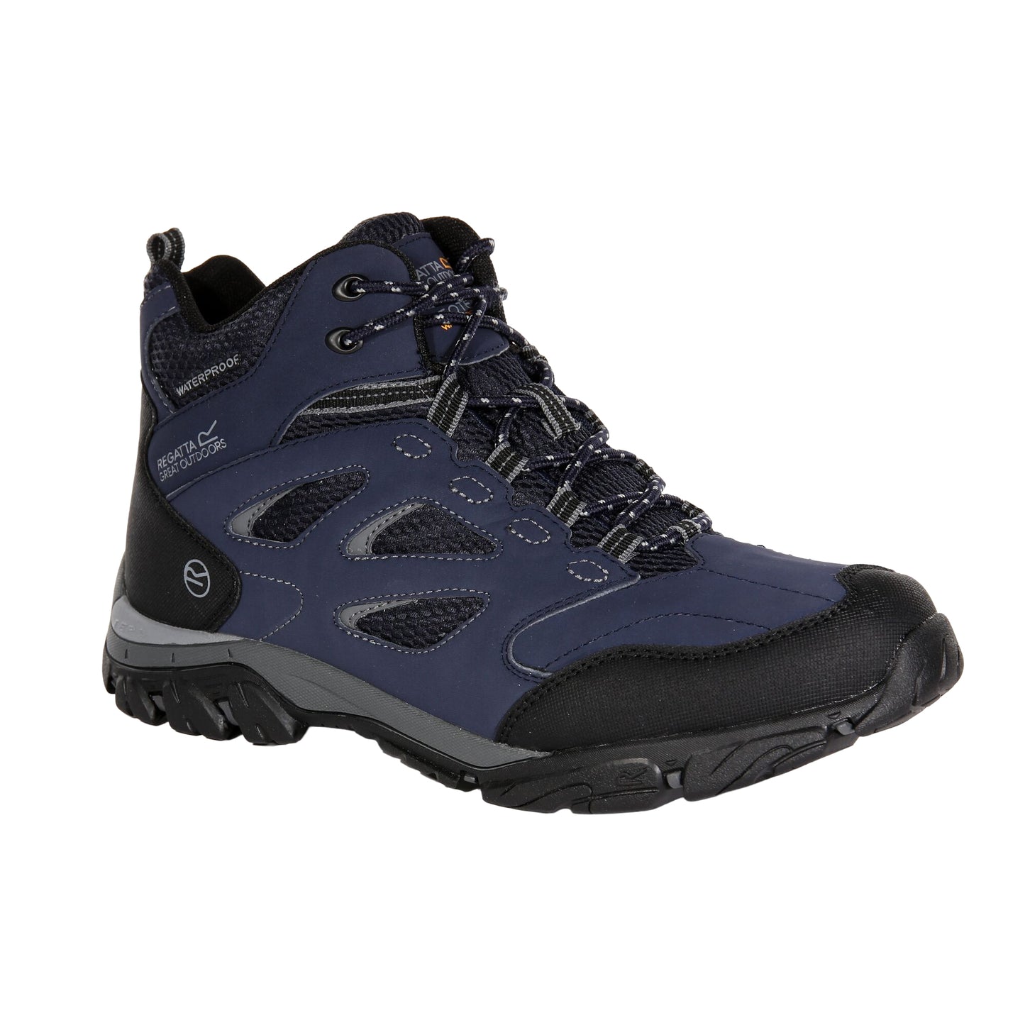 Navy-Granite - Front - Regatta Mens Holcombe IEP Mid Hiking Boots