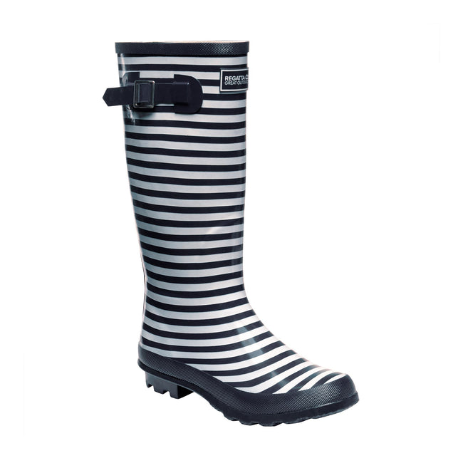 Navy-White - Front - Regatta Womens-Ladies Ly Fairweather II Tall Durable Wellington Boots