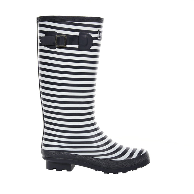Navy-White - Back - Regatta Womens-Ladies Ly Fairweather II Tall Durable Wellington Boots