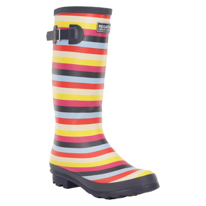 Multicoloured Stripe - Front - Regatta Womens-Ladies Ly Fairweather II Tall Durable Wellington Boots