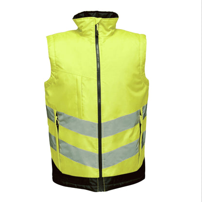 Yellow-Navy - Front - Regatta Professional Mens Hi Vis Pro Body Warmer