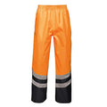 Orange-Navy - Front - Regatta Unisex Hi Vis Pro Reflective Work Over Trousers