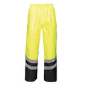 Yellow-Navy - Front - Regatta Unisex Hi Vis Pro Reflective Work Over Trousers