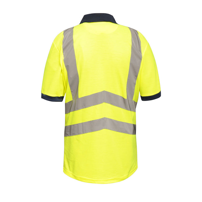 Yellow-Navy - Back - Regatta Mens Hi Vis Pro Reflective Work Polo Shirt