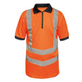 Orange-Navy - Front - Regatta Mens Hi Vis Pro Reflective Work Polo Shirt