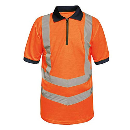 Orange-Navy - Front - Regatta Professional Mens Hi-Vis Reflective Polo Shirt