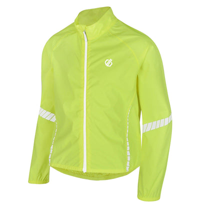 Fluro Yellow - Side - Dare 2B Childrens-Kids Cordial Reflective Cycling Shell Jacket