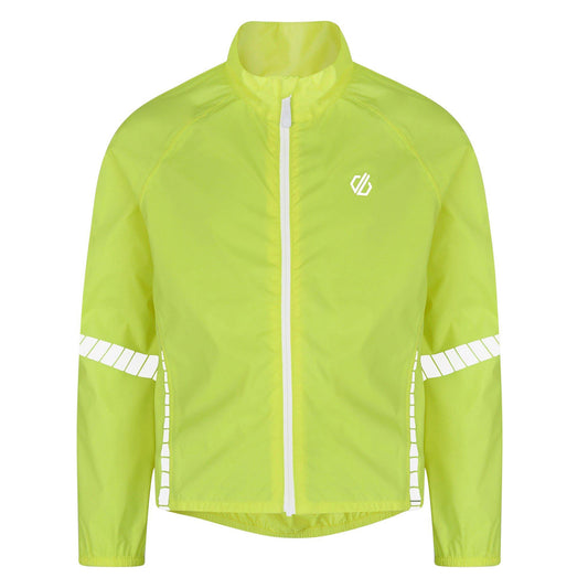 Fluro Yellow - Front - Dare 2B Childrens-Kids Cordial Reflective Cycling Shell Jacket