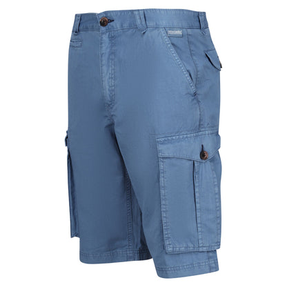 Coronet Blue - Side - Regatta Mens Shorebay Vintage Cargo Shorts