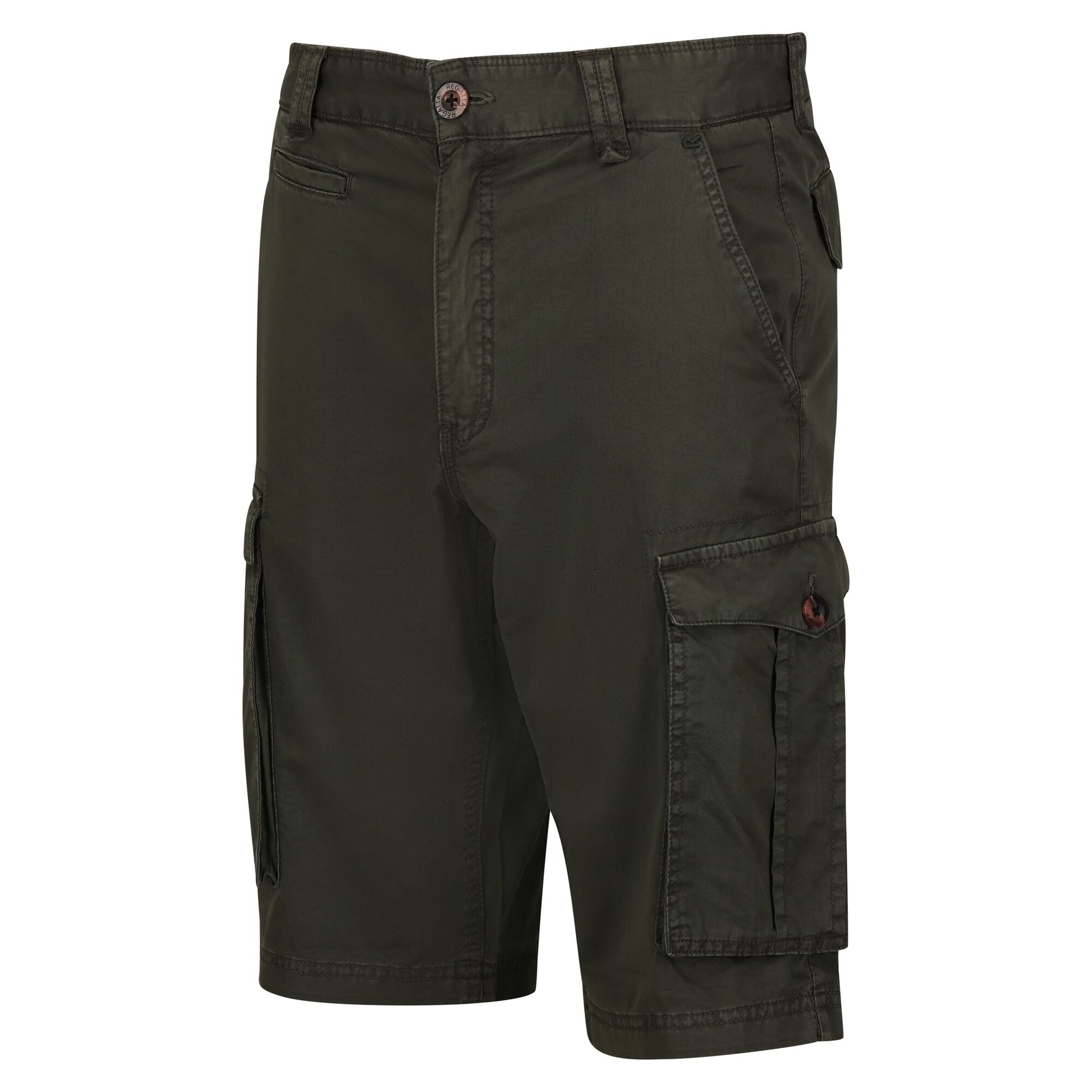 Dark Khaki - Side - Regatta Mens Shorebay Vintage Cargo Shorts