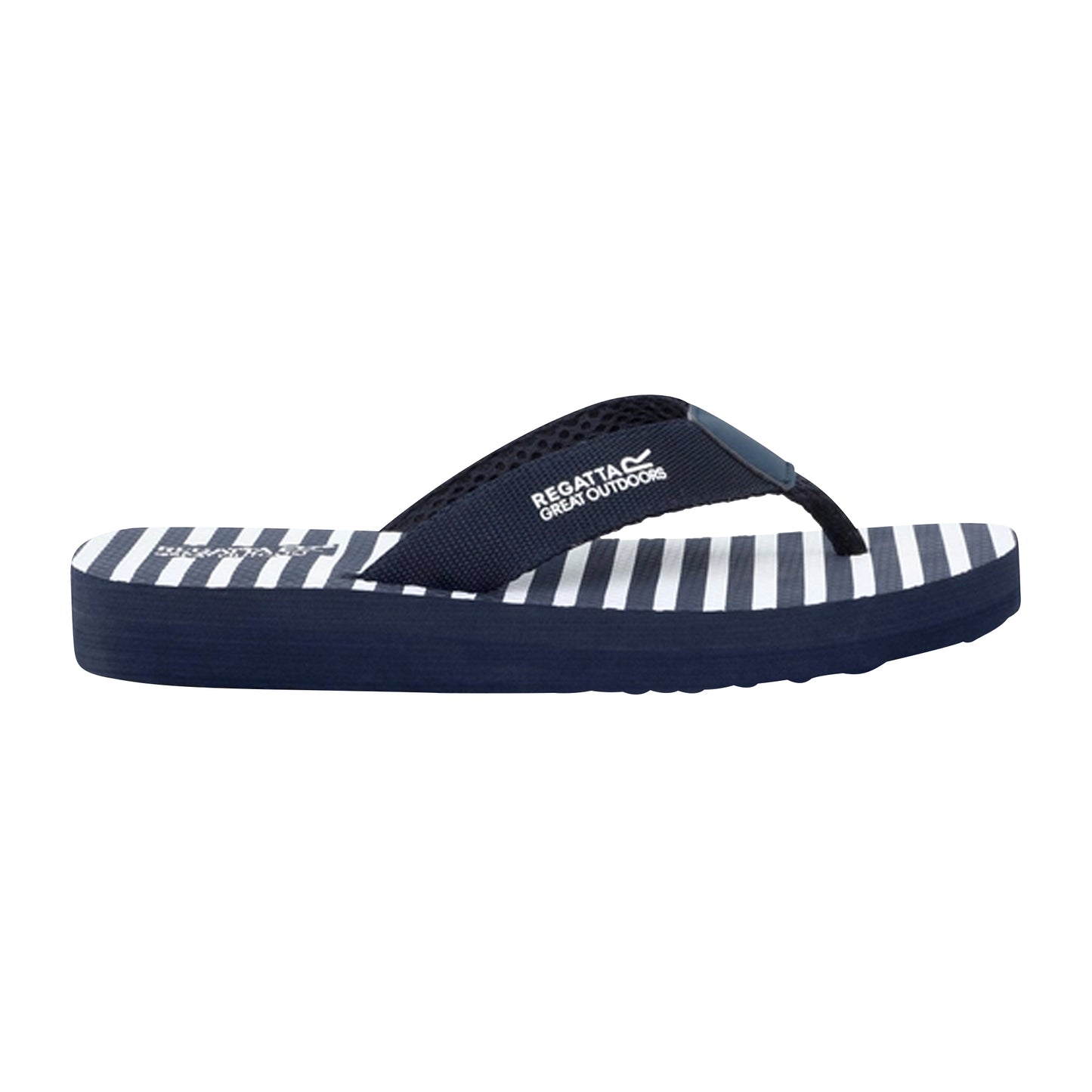 Navy-White Stripe - Back - Regatta Womens-Ladies Catarina Flip Flops