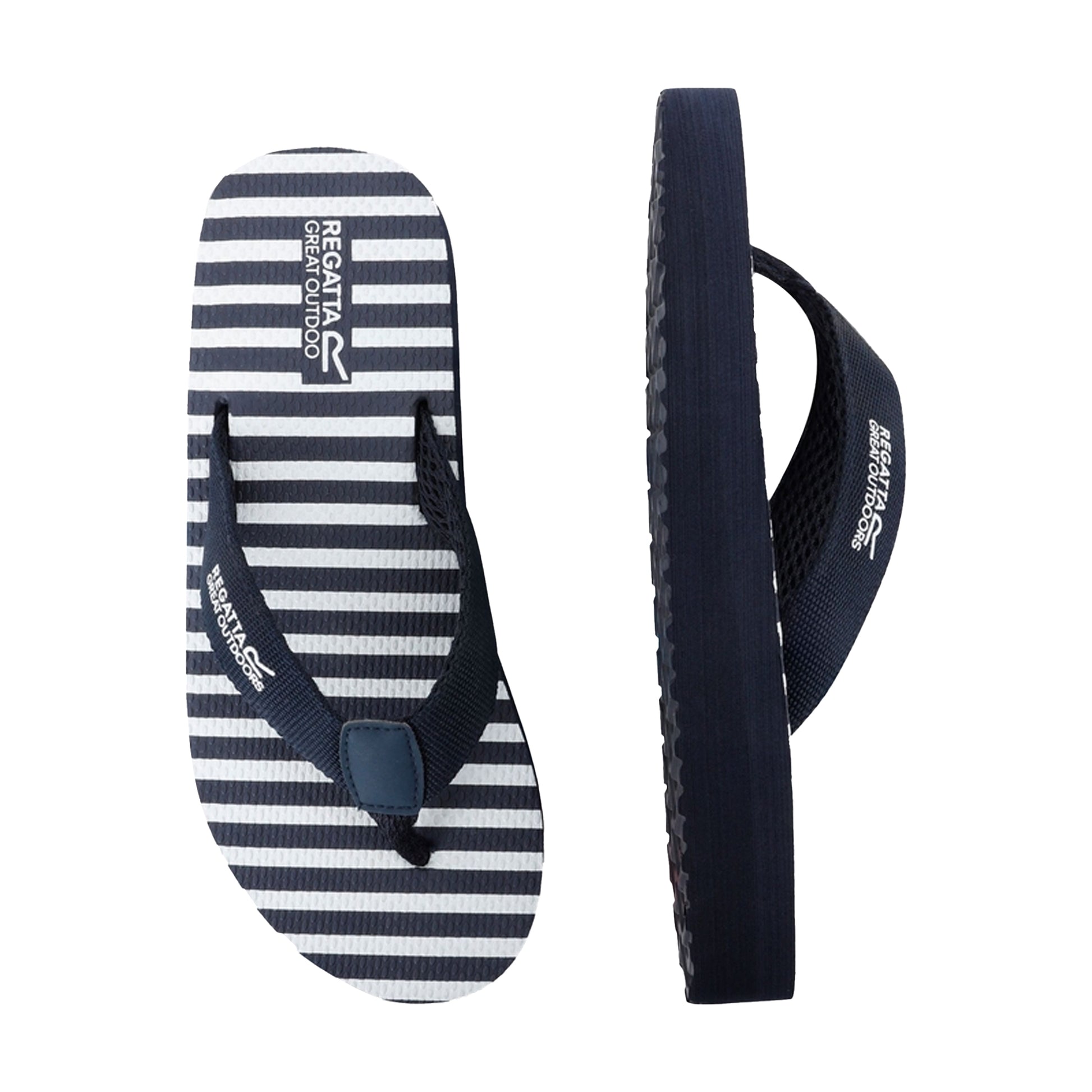 Navy-White Stripe - Lifestyle - Regatta Womens-Ladies Catarina Flip Flops