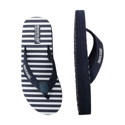 Navy-White Stripe - Lifestyle - Regatta Womens-Ladies Catarina Flip Flops