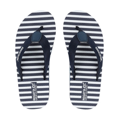 Navy-White Stripe - Close up - Regatta Womens-Ladies Catarina Flip Flops