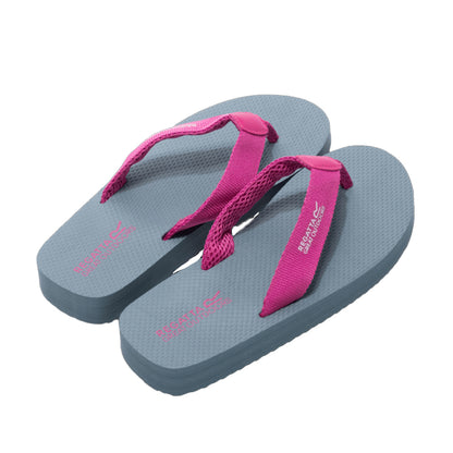 Dark Storm-Pink - Back - Regatta Womens-Ladies Catarina Flip Flops