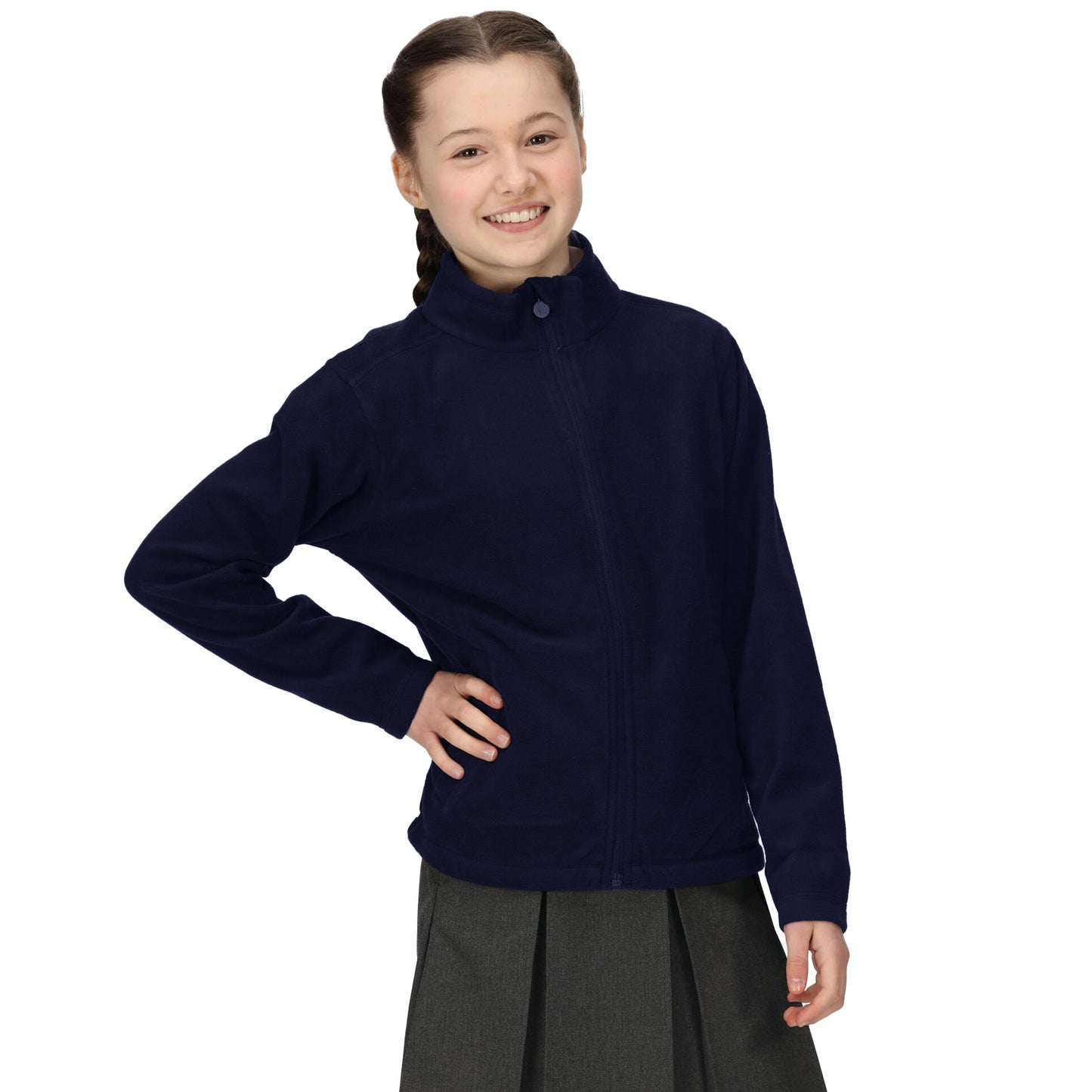 Navy - Side - Regatta Professional Childrens-Kids Full Zip Fleece
