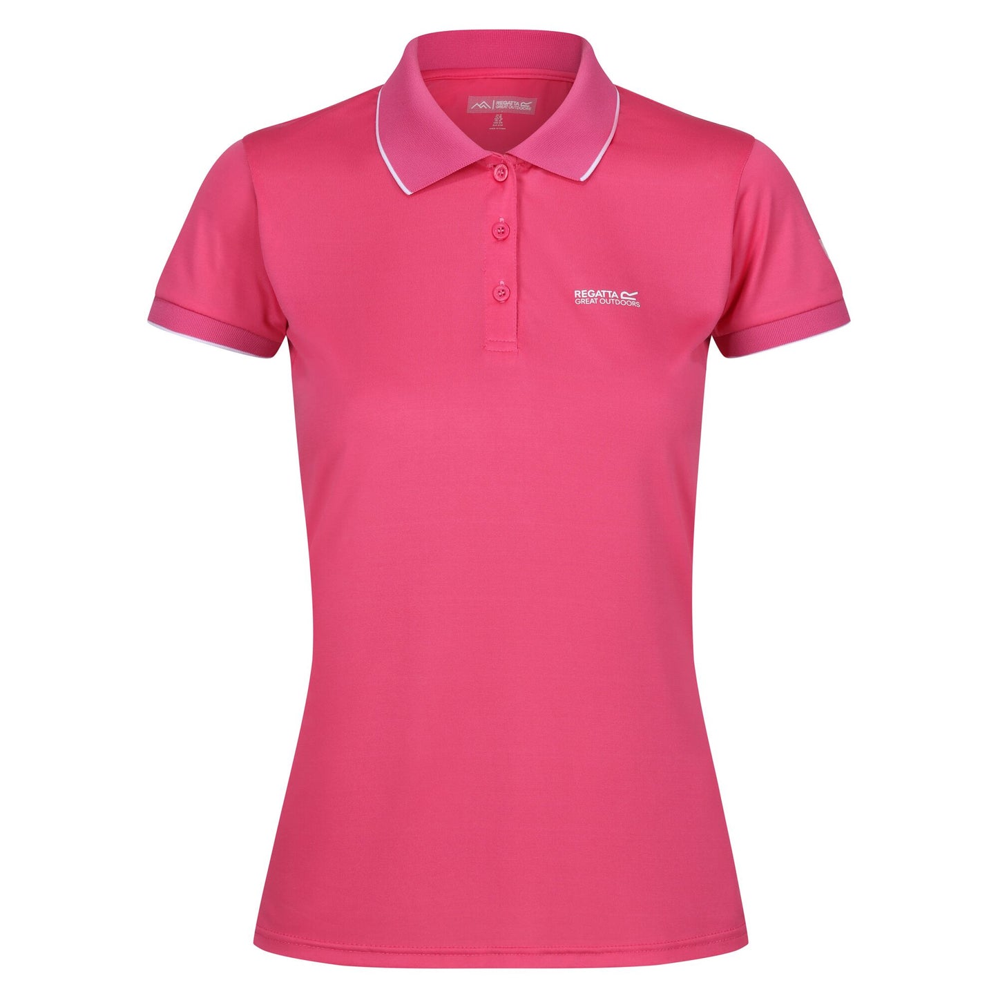 Flamingo Pink Solid - Front - Regatta Womens-Ladies Remex II Polo Neck T-Shirt