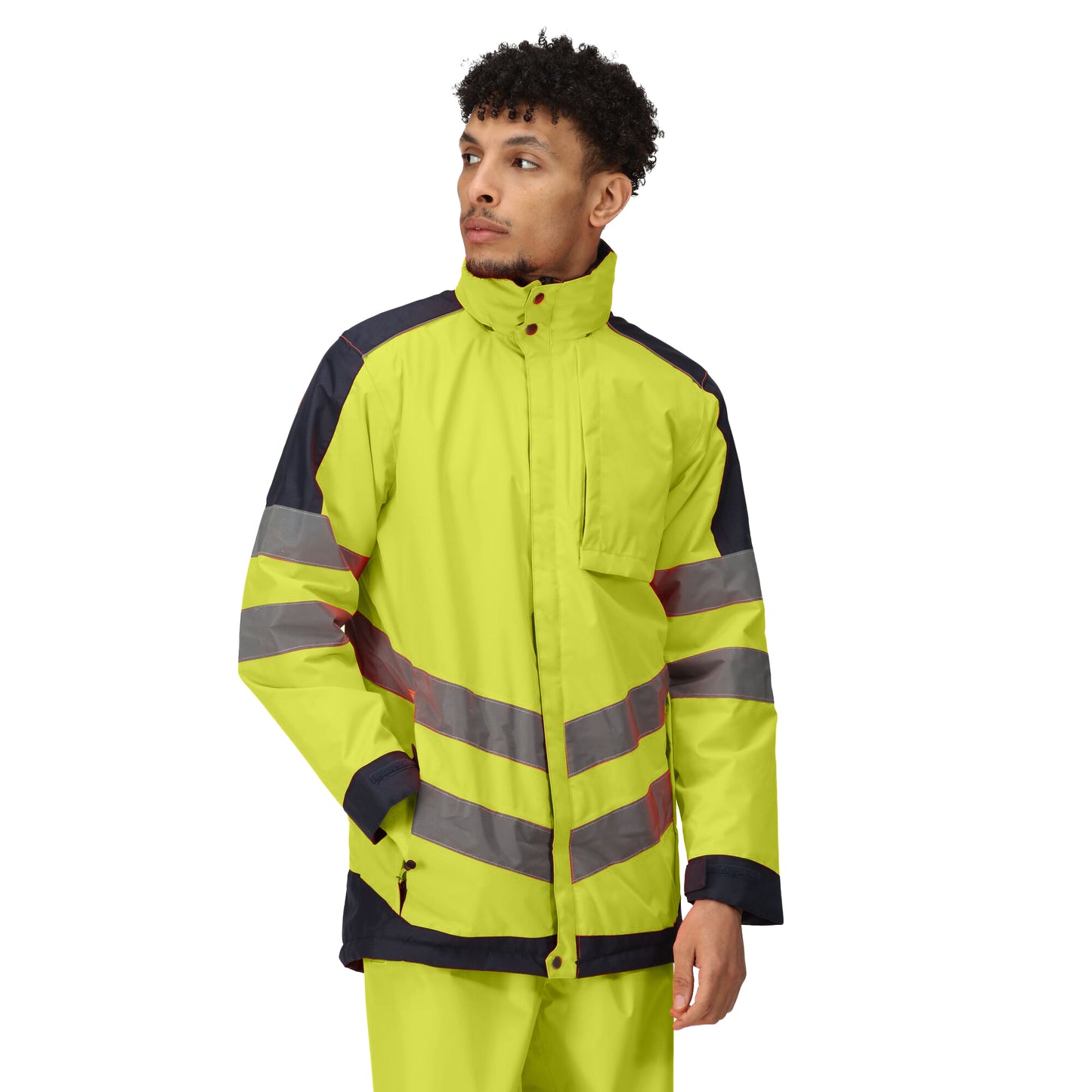 Yellow-Navy - Side - Regatta Mens Hi-Vis Waterproof Insulated Reflective Jacket