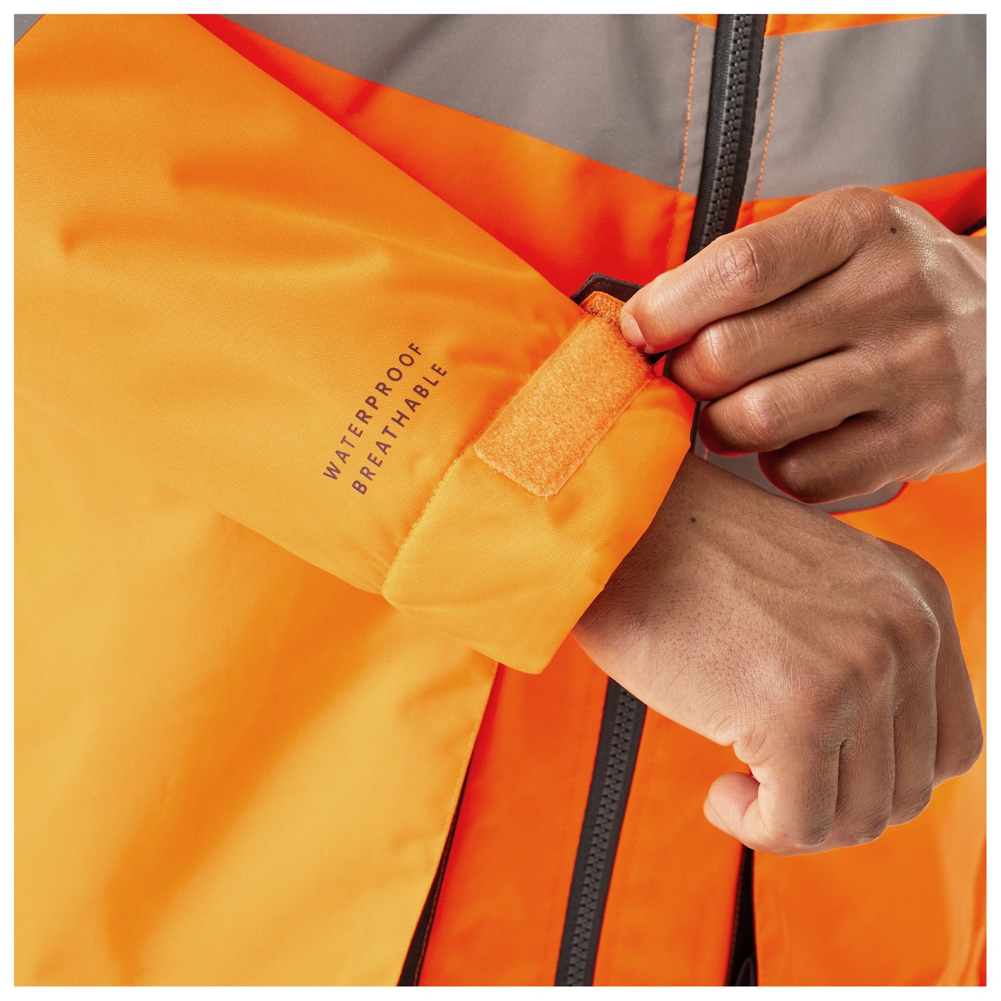 Orange-Grey - Side - Regatta Professional Mens Hi-Vis Reflective Waterproof Jacket