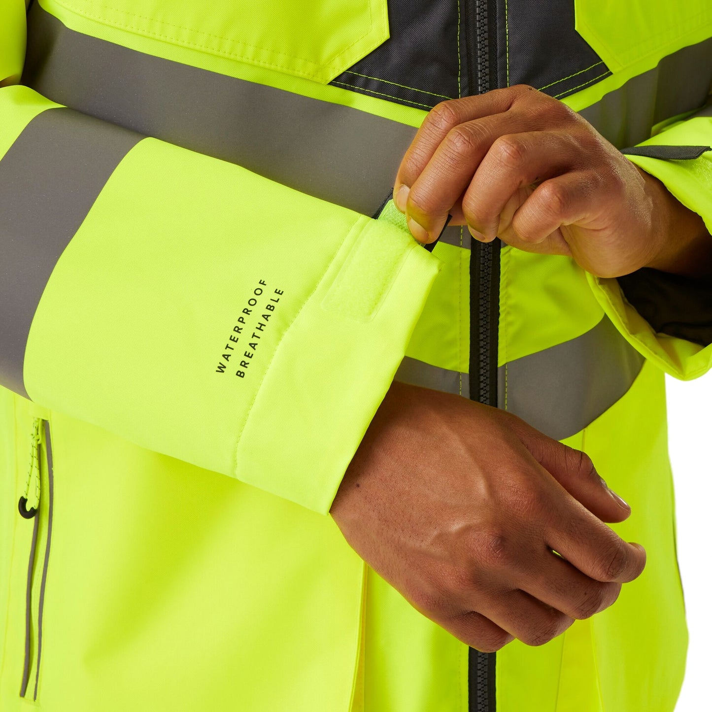 Yellow-Grey - Side - Regatta Professional Mens Hi-Vis Reflective Waterproof Jacket